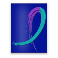 Suicide Prevention Cool Gift Purple And Teal Graffiti Ribbon Poster