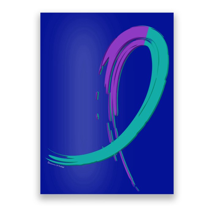 Suicide Prevention Cool Gift Purple And Teal Graffiti Ribbon Poster