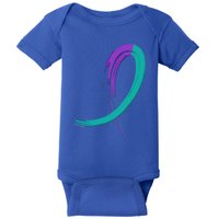 Suicide Prevention Cool Gift Purple And Teal Graffiti Ribbon Baby Bodysuit