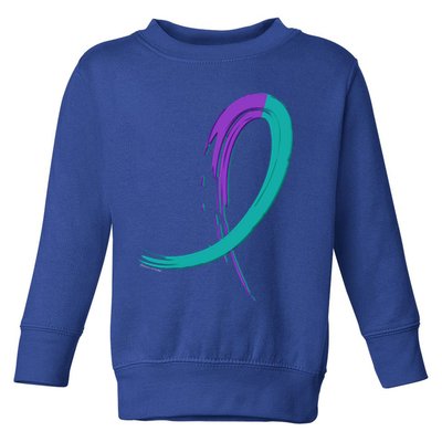 Suicide Prevention Cool Gift Purple And Teal Graffiti Ribbon Toddler Sweatshirt