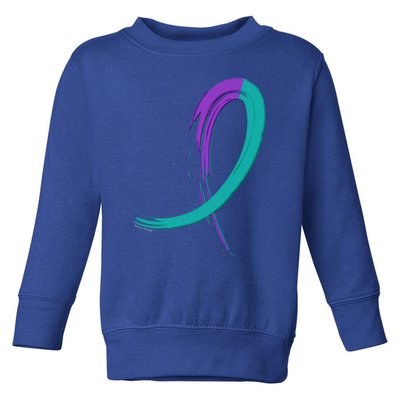 Suicide Prevention Cool Gift Purple And Teal Graffiti Ribbon Toddler Sweatshirt