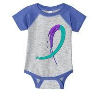 Suicide Prevention Cool Gift Purple And Teal Graffiti Ribbon Infant Baby Jersey Bodysuit