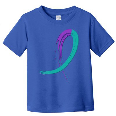 Suicide Prevention Cool Gift Purple And Teal Graffiti Ribbon Toddler T-Shirt