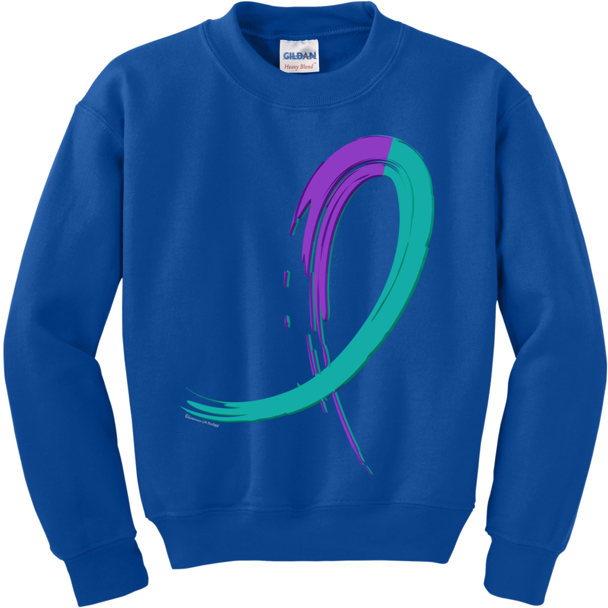 Suicide Prevention Cool Gift Purple And Teal Graffiti Ribbon Kids Sweatshirt