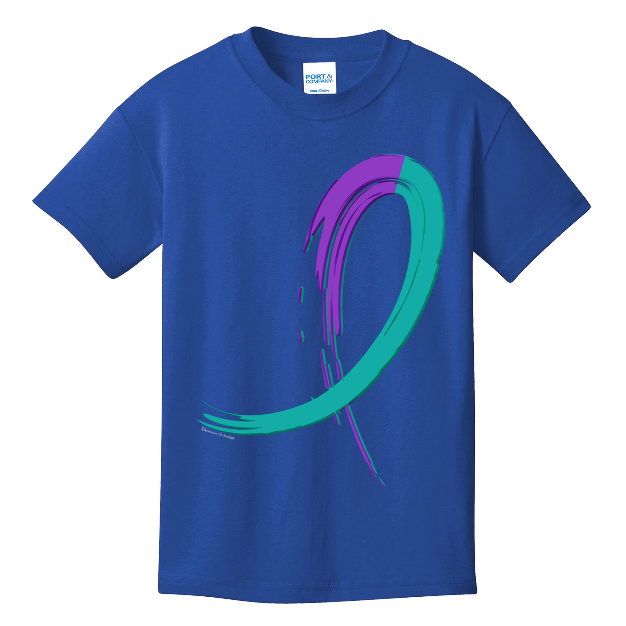 Suicide Prevention Cool Gift Purple And Teal Graffiti Ribbon Kids T-Shirt