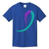 Suicide Prevention Cool Gift Purple And Teal Graffiti Ribbon Kids T-Shirt