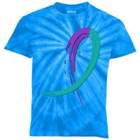 Suicide Prevention Cool Gift Purple And Teal Graffiti Ribbon Kids Tie-Dye T-Shirt