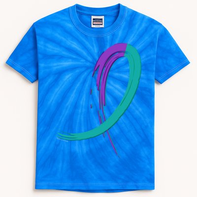 Suicide Prevention Cool Gift Purple And Teal Graffiti Ribbon Kids Tie-Dye T-Shirt