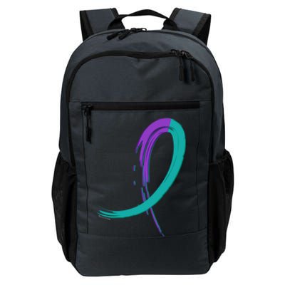 Suicide Prevention Cool Gift Purple And Teal Graffiti Ribbon Daily Commute Backpack