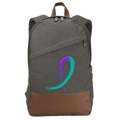 Suicide Prevention Cool Gift Purple And Teal Graffiti Ribbon Cotton Canvas Backpack