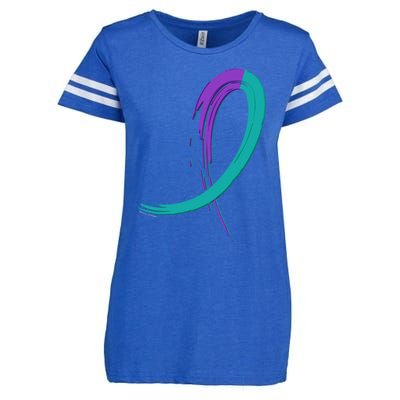 Suicide Prevention Cool Gift Purple And Teal Graffiti Ribbon Enza Ladies Jersey Football T-Shirt