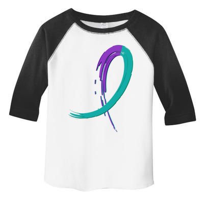 Suicide Prevention Cool Gift Purple And Teal Graffiti Ribbon Toddler Fine Jersey T-Shirt