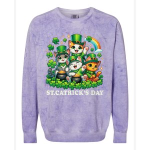 St Patricks Catricks Day Cats Saint Pattys Colorblast Crewneck Sweatshirt