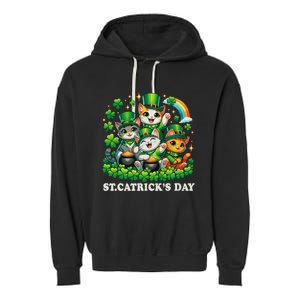 St Patricks Catricks Day Cats Saint Pattys Garment-Dyed Fleece Hoodie