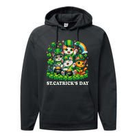 St Patricks Catricks Day Cats Saint Pattys Performance Fleece Hoodie