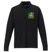 St Patricks Catricks Day Cats Saint Pattys Performance Long Sleeve Polo