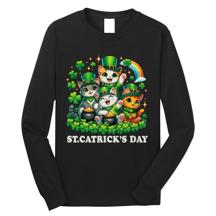 St Patricks Catricks Day Cats Saint Pattys Long Sleeve Shirt