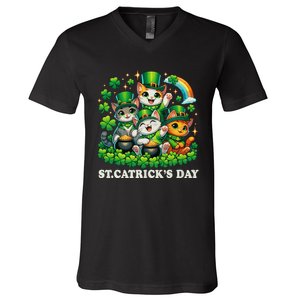 St Patricks Catricks Day Cats Saint Pattys V-Neck T-Shirt