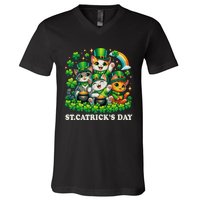 St Patricks Catricks Day Cats Saint Pattys V-Neck T-Shirt