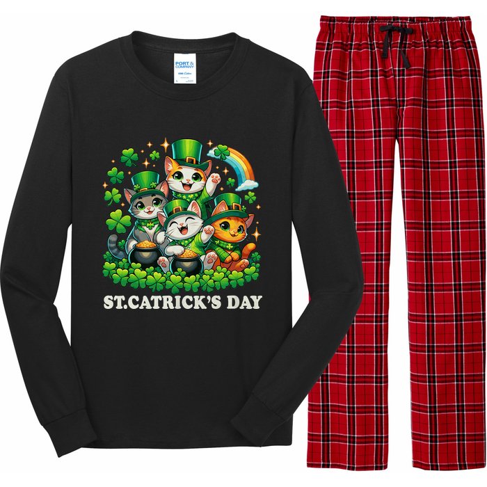 St Patricks Catricks Day Cats Saint Pattys Long Sleeve Pajama Set