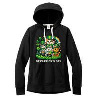 St Patricks Catricks Day Cats Saint Pattys Women's Fleece Hoodie