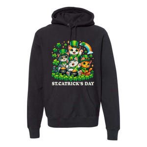 St Patricks Catricks Day Cats Saint Pattys Premium Hoodie