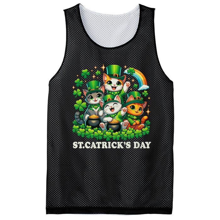 St Patricks Catricks Day Cats Saint Pattys Mesh Reversible Basketball Jersey Tank