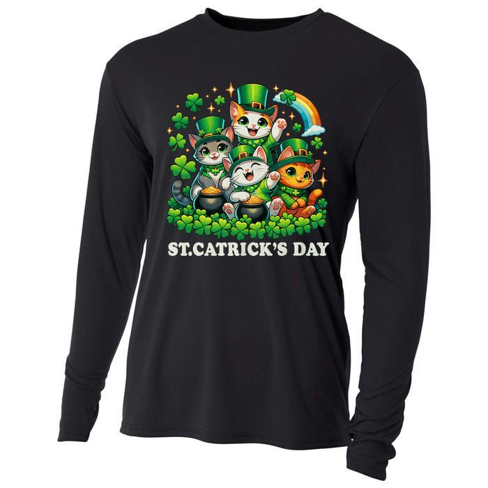 St Patricks Catricks Day Cats Saint Pattys Cooling Performance Long Sleeve Crew