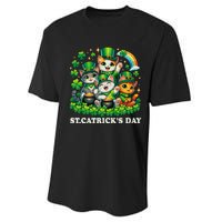 St Patricks Catricks Day Cats Saint Pattys Performance Sprint T-Shirt