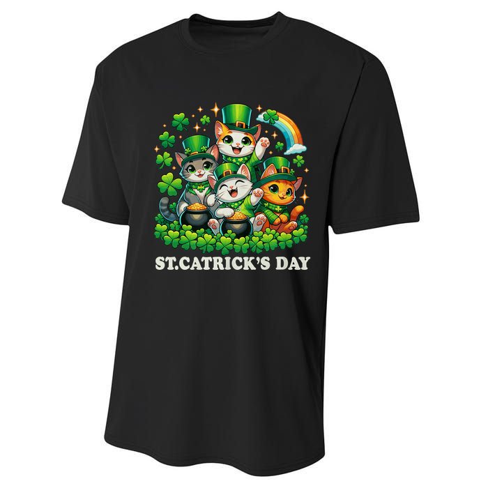 St Patricks Catricks Day Cats Saint Pattys Performance Sprint T-Shirt