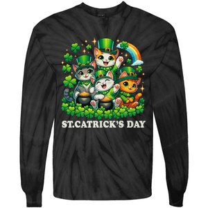 St Patricks Catricks Day Cats Saint Pattys Tie-Dye Long Sleeve Shirt