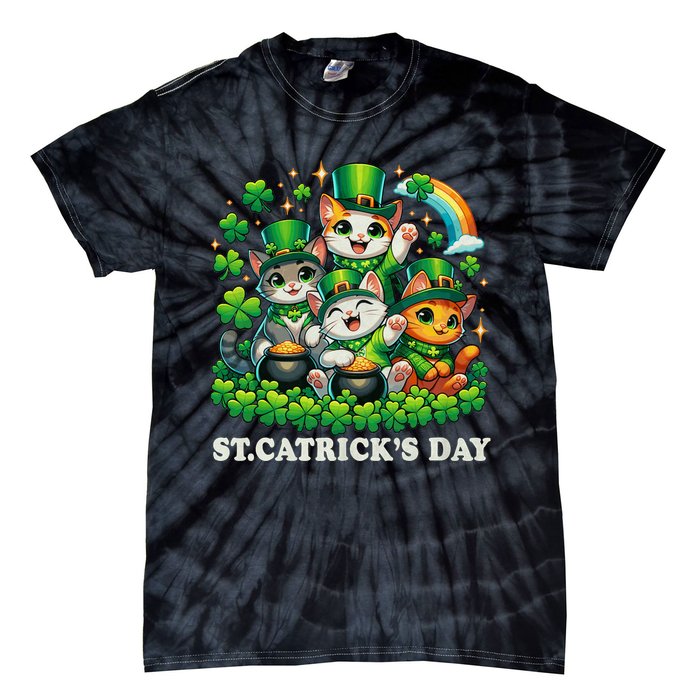 St Patricks Catricks Day Cats Saint Pattys Tie-Dye T-Shirt