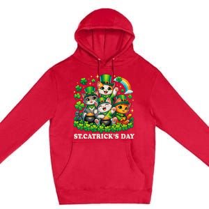 St Patricks Catricks Day Cats Saint Pattys Premium Pullover Hoodie