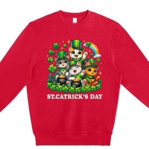 St Patricks Catricks Day Cats Saint Pattys Premium Crewneck Sweatshirt