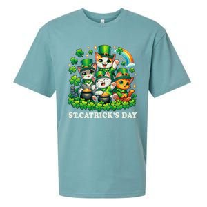 St Patricks Catricks Day Cats Saint Pattys Sueded Cloud Jersey T-Shirt