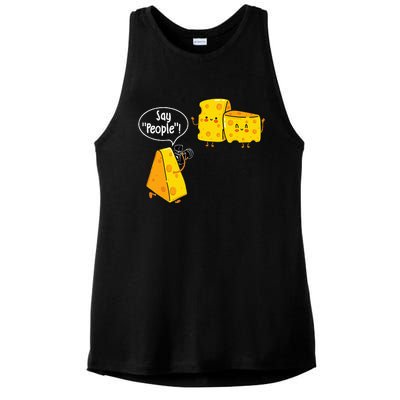 Say People Cheese Lover Food Dairy Milk Gouda Cheddar Brie Ladies PosiCharge Tri-Blend Wicking Tank