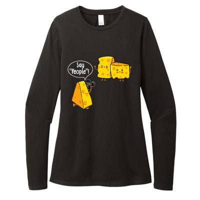 Say People Cheese Lover Food Dairy Milk Gouda Cheddar Brie Womens CVC Long Sleeve Shirt