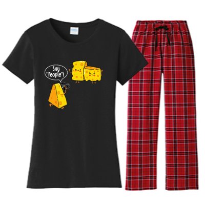 Say People Cheese Lover Food Dairy Milk Gouda Cheddar Brie Women's Flannel Pajama Set