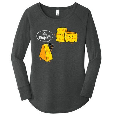 Say People Cheese Lover Food Dairy Milk Gouda Cheddar Brie Women's Perfect Tri Tunic Long Sleeve Shirt