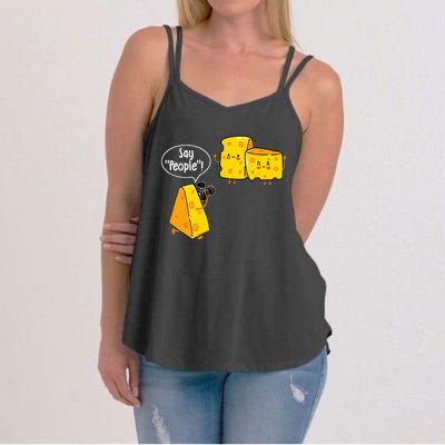 Say People Cheese Lover Food Dairy Milk Gouda Cheddar Brie Women's Strappy Tank