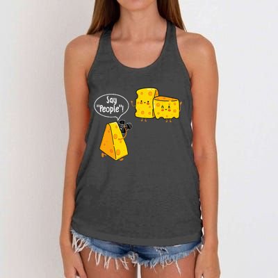 Say People Cheese Lover Food Dairy Milk Gouda Cheddar Brie Women's Knotted Racerback Tank