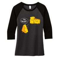 Say People Cheese Lover Food Dairy Milk Gouda Cheddar Brie Women's Tri-Blend 3/4-Sleeve Raglan Shirt