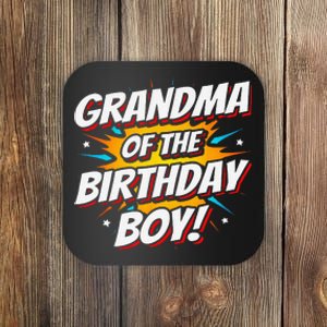 Superhero Party Comics Birthday Grandma Of Birthday Boy Coaster