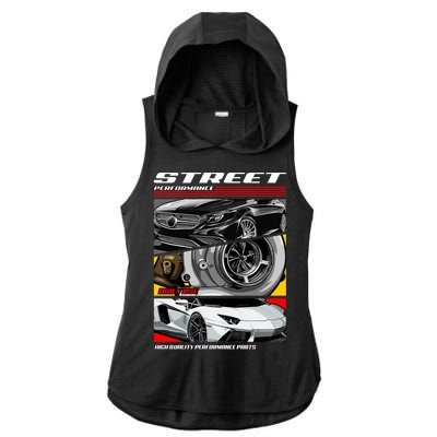 Street Performance Car Turbo Kit Design Ladies PosiCharge Tri-Blend Wicking Draft Hoodie Tank