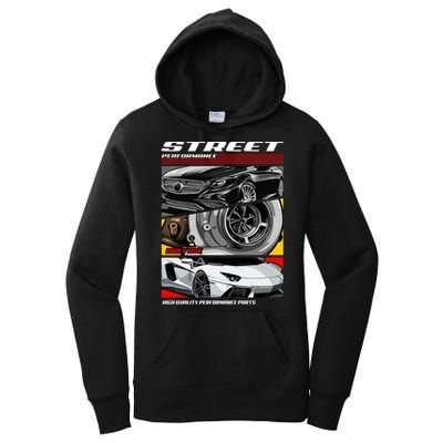 Street Performance Car Turbo Kit Design Women's Pullover Hoodie