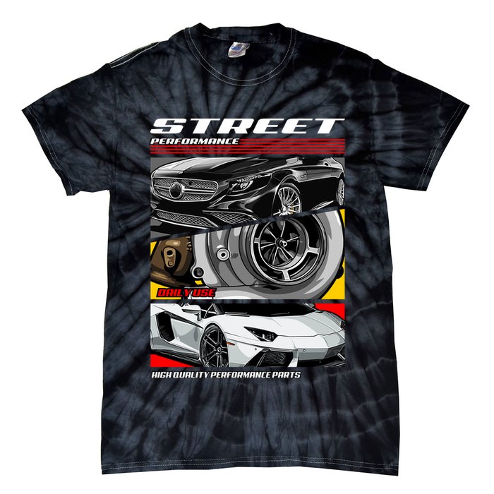 Street Performance Car Turbo Kit Design Tie-Dye T-Shirt