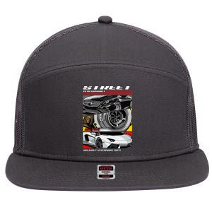 Street Performance Car Turbo Kit Design 7 Panel Mesh Trucker Snapback Hat