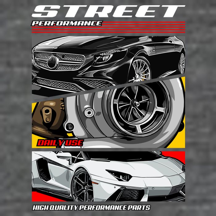 Street Performance Car Turbo Kit Design 7 Panel Mesh Trucker Snapback Hat