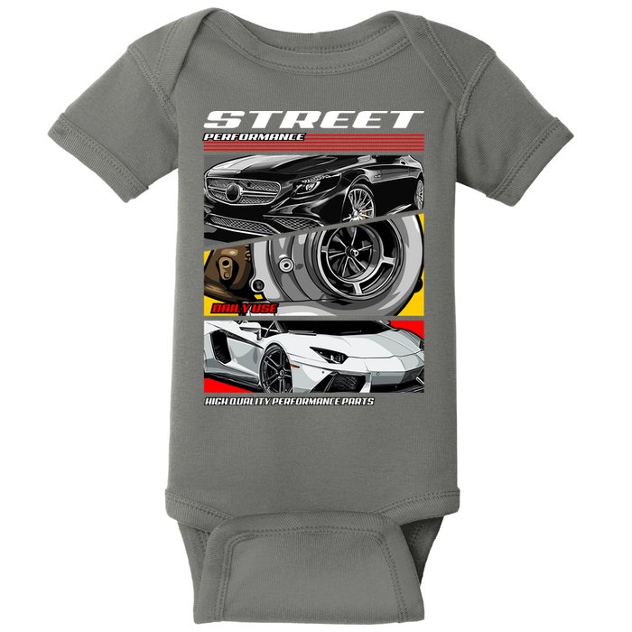 Street Performance Car Turbo Kit Design Baby Bodysuit
