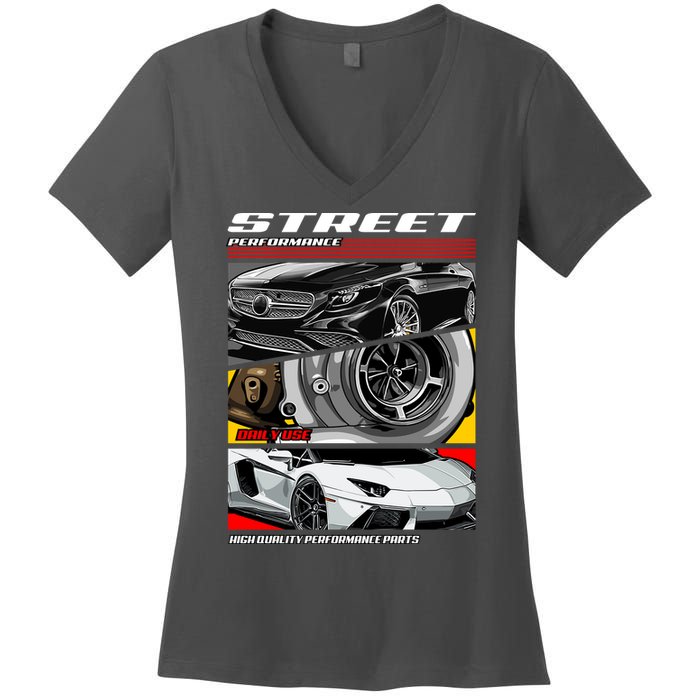 Street Performance Car Turbo Kit Design Women's V-Neck T-Shirt